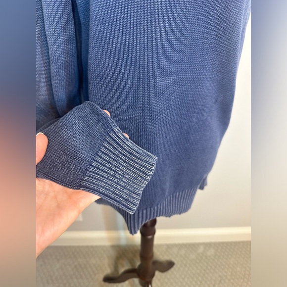 Sz M Rock & Republic washed blue button neck sweater crew neck - Picture 4 of 7